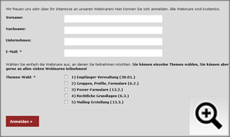 2. Das Anmeldeformular generiert Dialog-Mail automatisch.